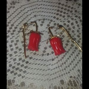 Rose stem earrings